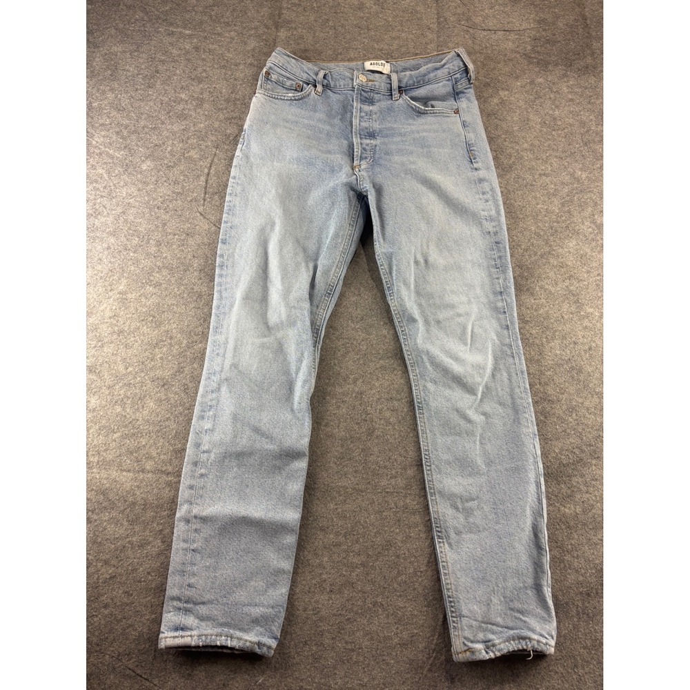 AGOLDE Nico High Rise Slim Fit Jeans Light Wash Blue Womens